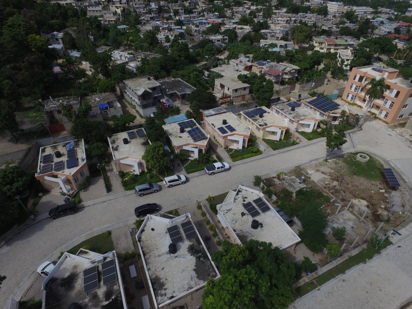 Aerial view of homes